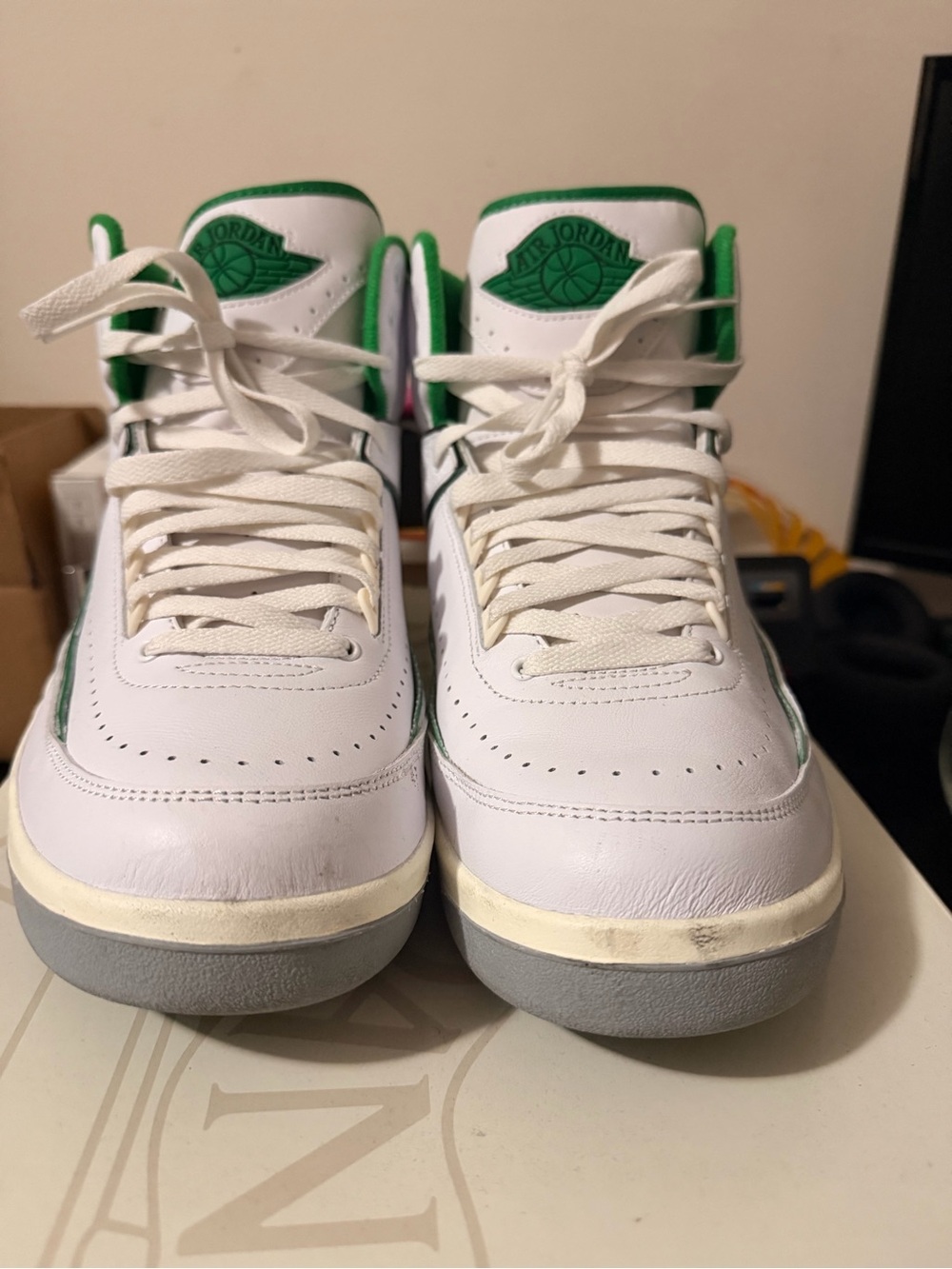 Jordan 2’s White and Green Men’s Sneakers